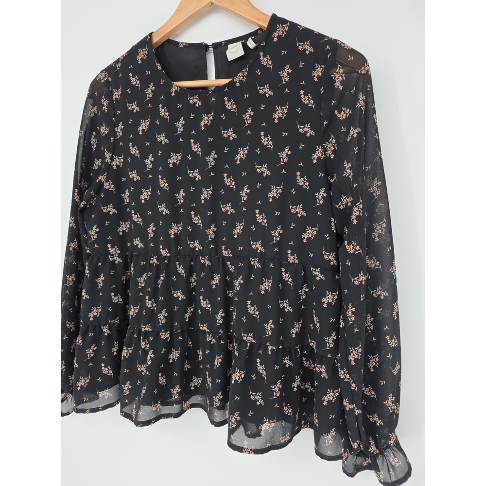 Women's Paper Crane Blouse Size Small Long Sleeve Whimsygoth Fairy Dark Grunge